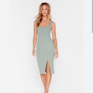 Squarin' to Go Midi Dress Sage